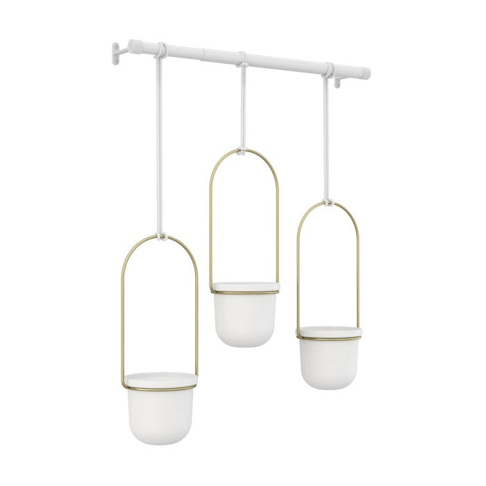 UMBRA Blumenkasten TRIFLORA 3 Fächer Messing/Weiß