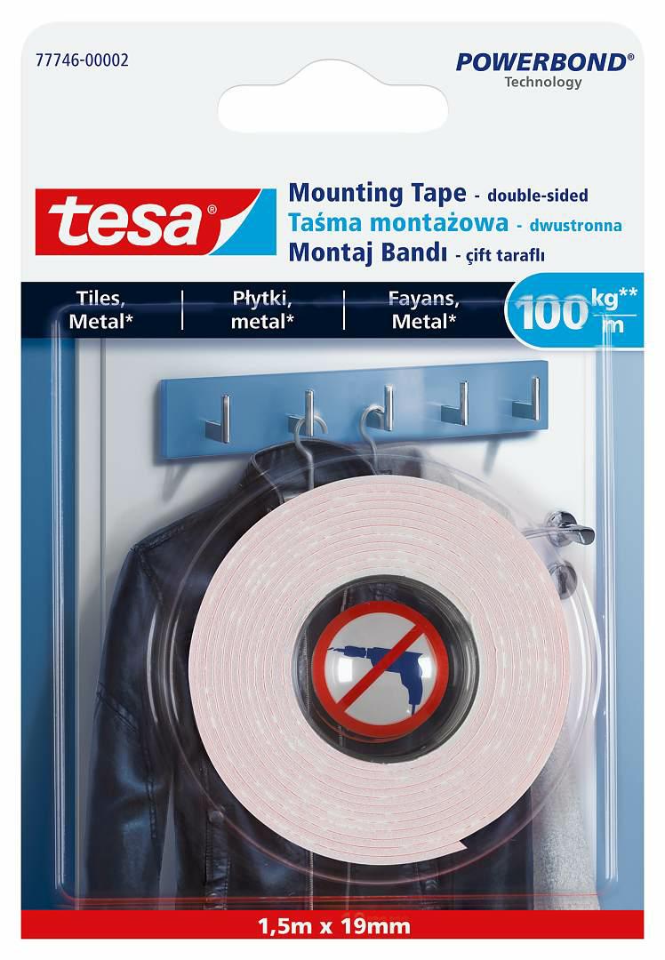 TESA DOPPELSEITIGES POWERBOND-BAND 1,5 m x 19 mm FÜR FLIESEN