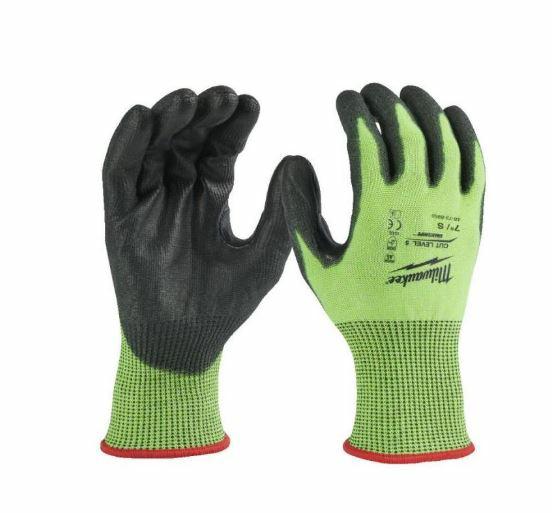 MILWAUKEE SCHNITTFESTE HANDSCHUHE - POS. E – GRÖSSE L/9 MIT ERHÖHTER SICHTBARKEIT