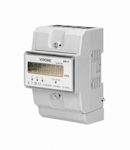ORNO 3-Phasen-Stromzähler, 80A, MID, 3 Module, DIN TH-35mm