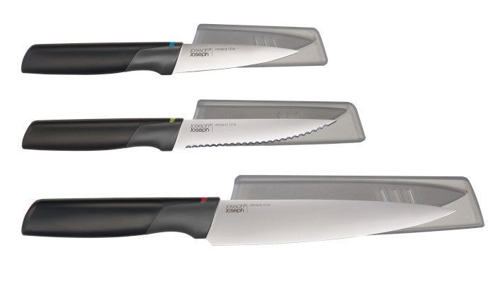 JOSEPH JOSEPH 3-teiliges Küchenmesser-Set mit Auflage Elevate Bunt