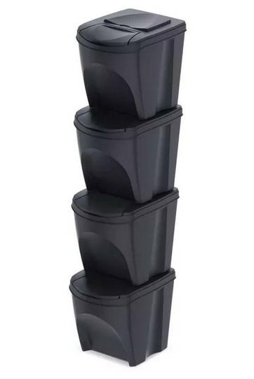 KEDEN SORTIBOX MÜLLBEHÄLTER 25L SET 4 – ANTHRAZIT ÖKOHOLZ