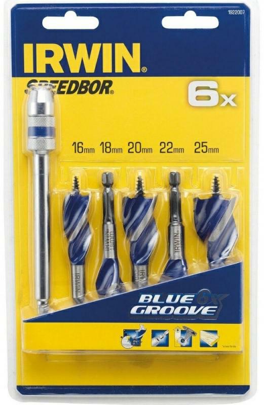 IRWIN HOLZBOHRER BOHRER-SET 5-tlg. BLAUER GROOVE 6X 16, 18, 20, 22, 25 mm