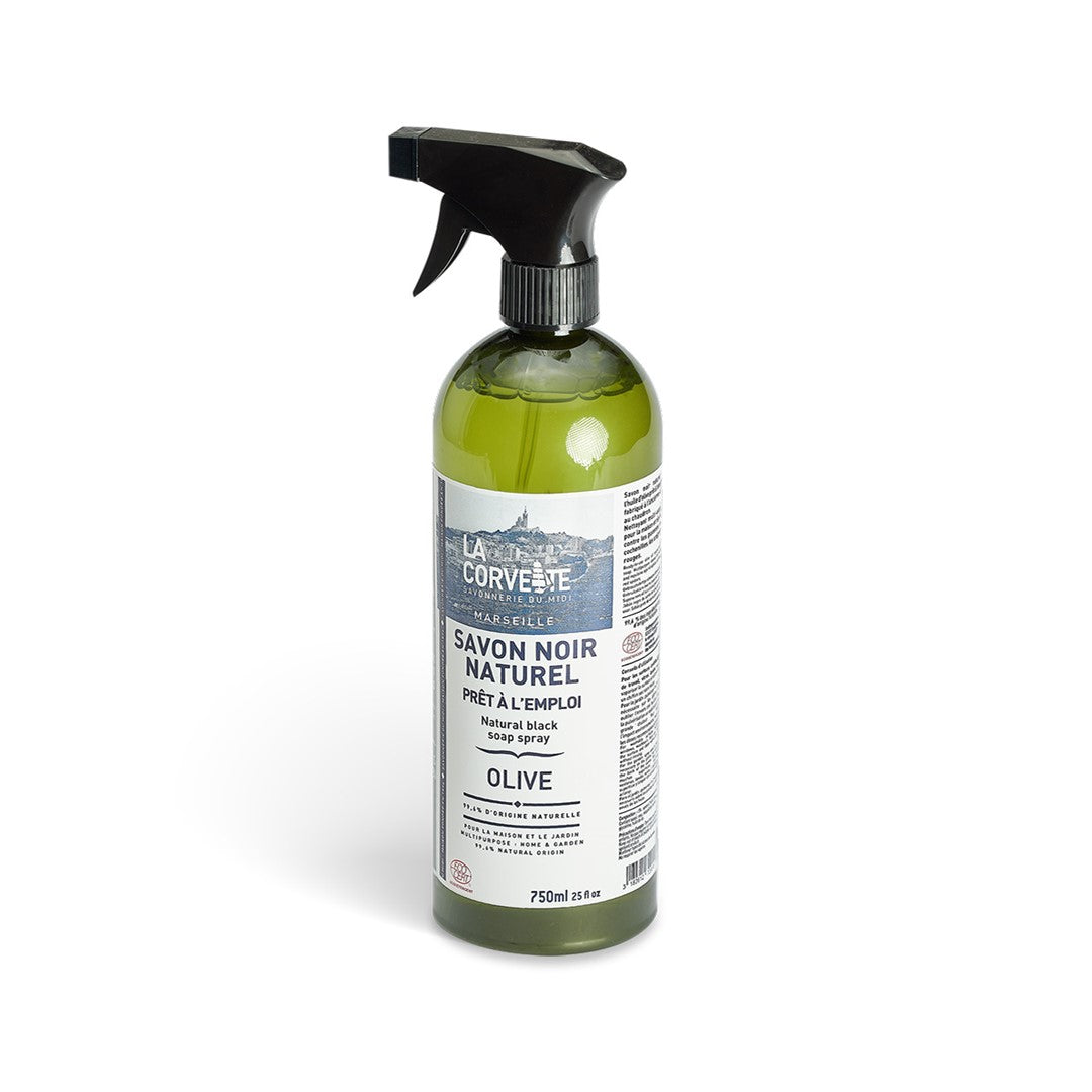 FLÜSSIGE SCHWARZE SEIFE FÜR HAUS UND GARTEN OLIVE ECO 750 ml - LA CORVETTE
