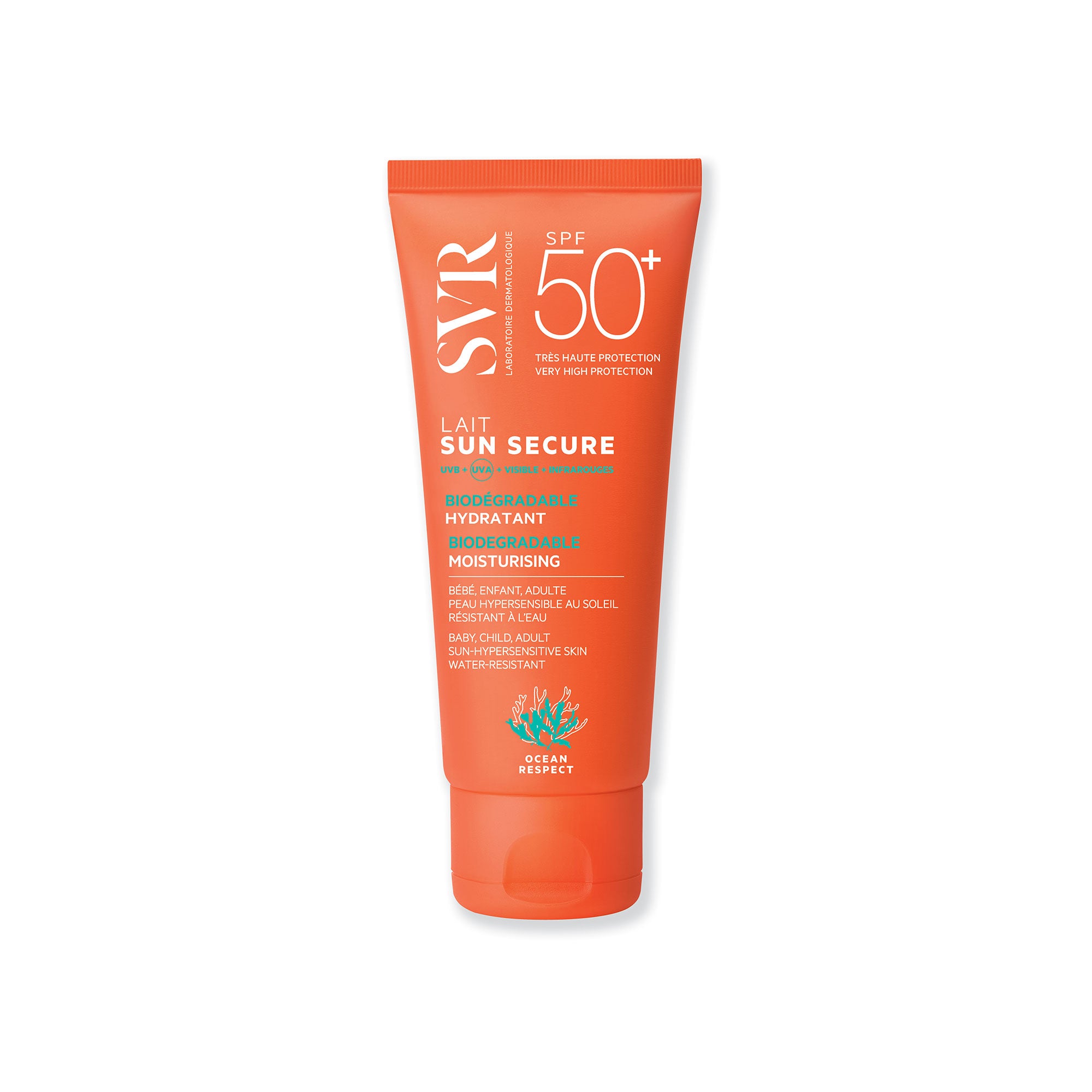 SVR - SVR, Sun Secure Lait, biologisch abbaubare feuchtigkeitsspendende Schutzmilch LSF 50+, 100 ml