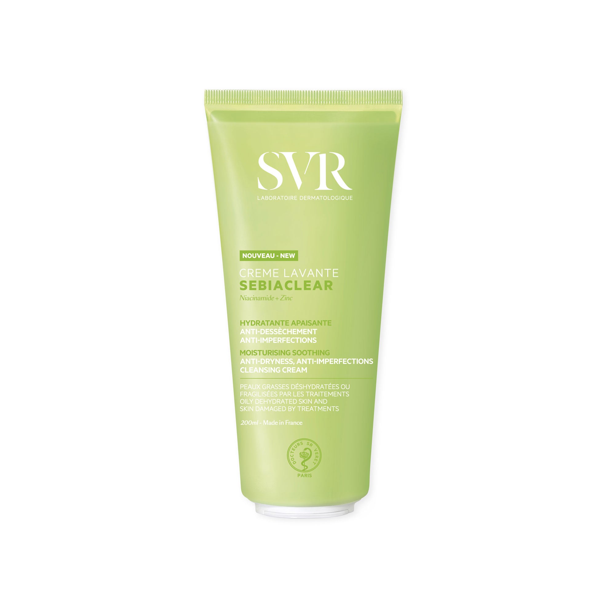 SVR - SVR Sebiaclear Reinigungscreme mit feuchtigkeitsspendender und beruhigender Wirkung, 200 ml