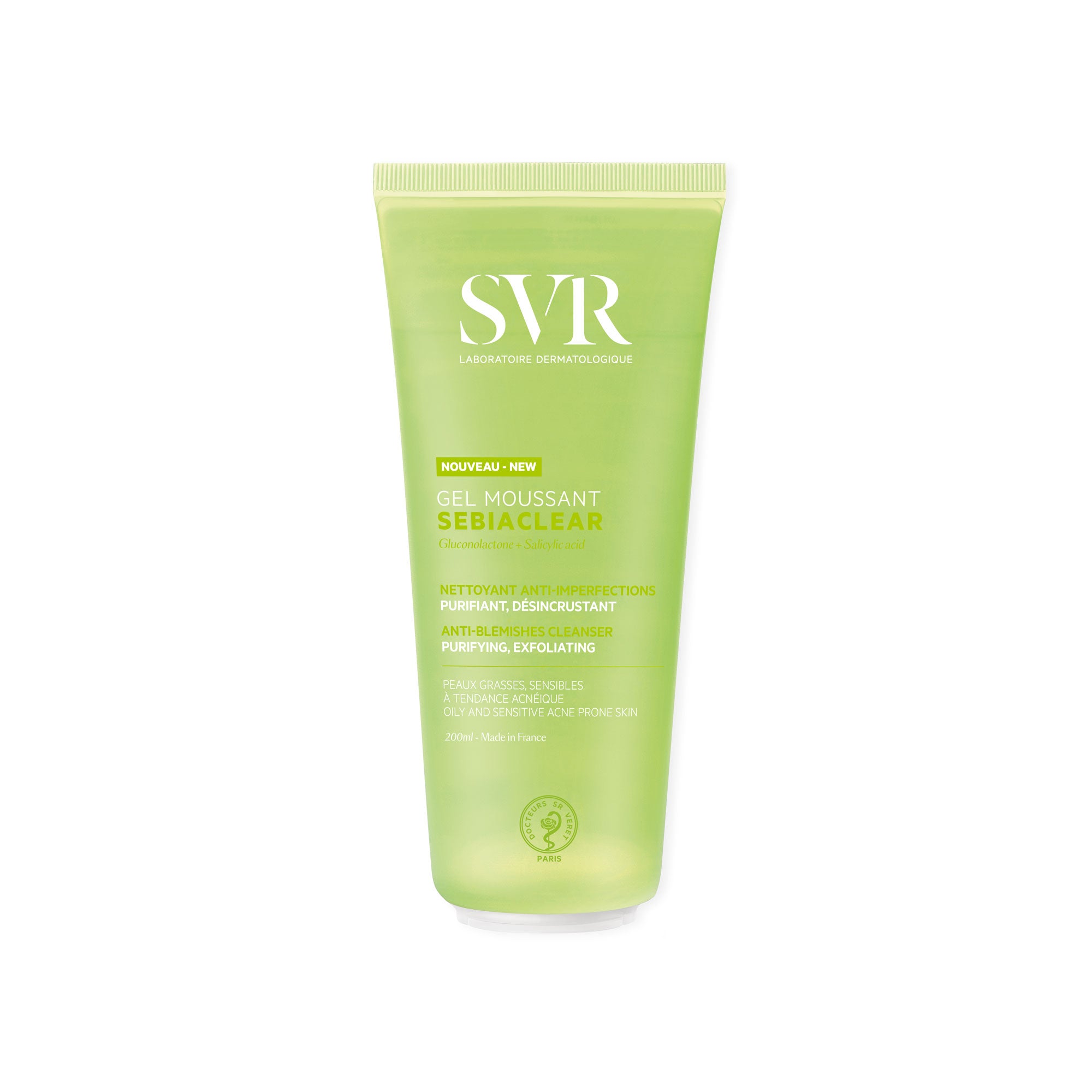 SVR - SVR Sebiaclear Moussant, Peeling-Reinigungsgel gegen Unreinheiten, 200 ml
