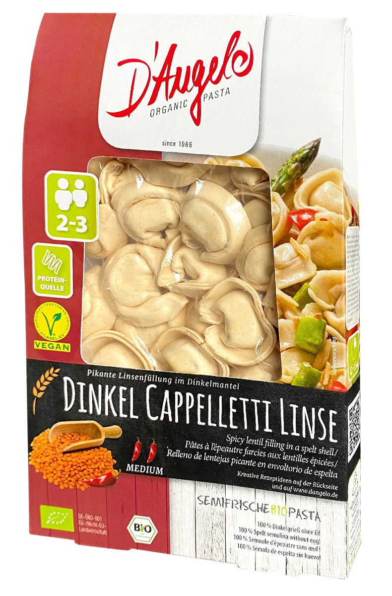 DINKEL-CAPPELLETTI MIT LINSEN WÜRZIG BIO 250 g - D`ANGELO