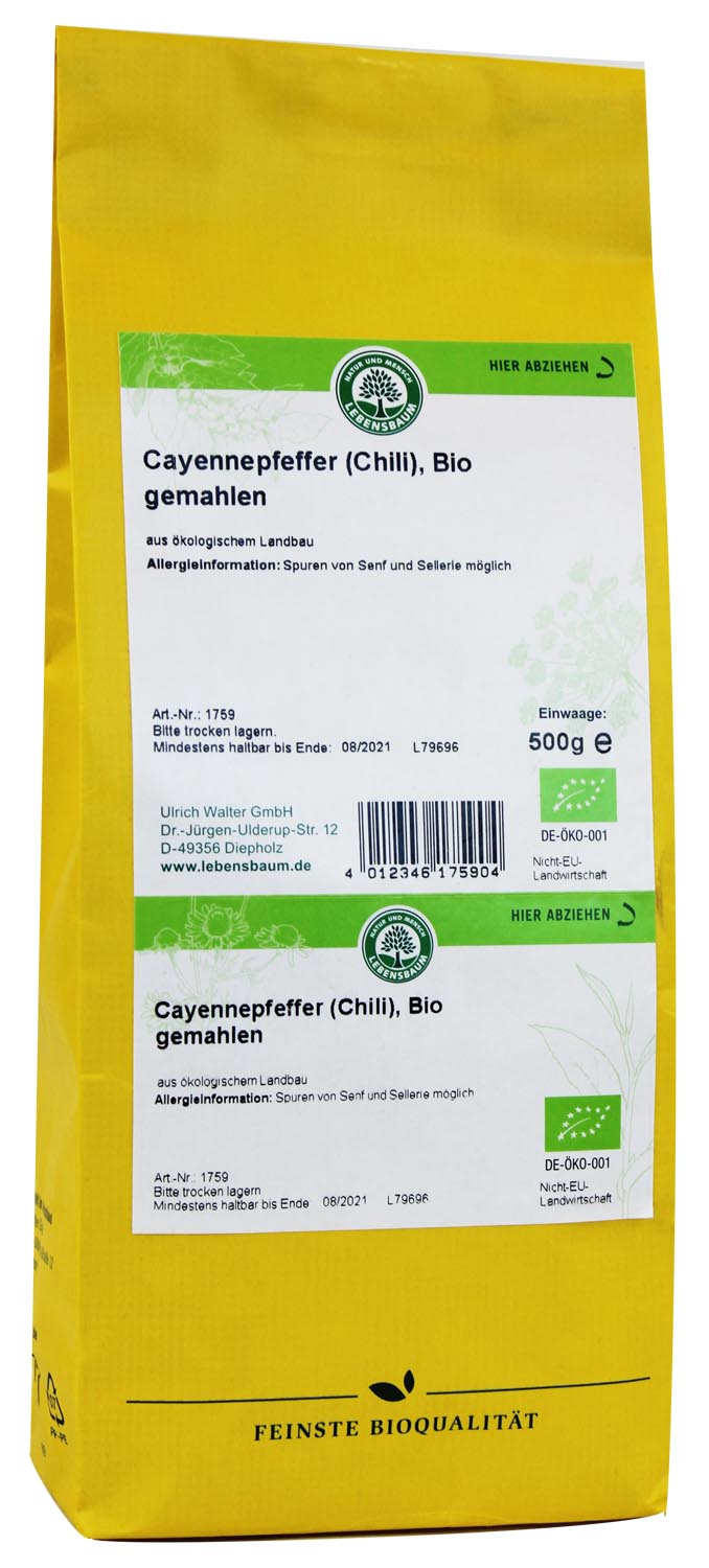CHILI (CAYENNEPFEFFER) BIO 500 g - HORECA (LEBENSBAUM)