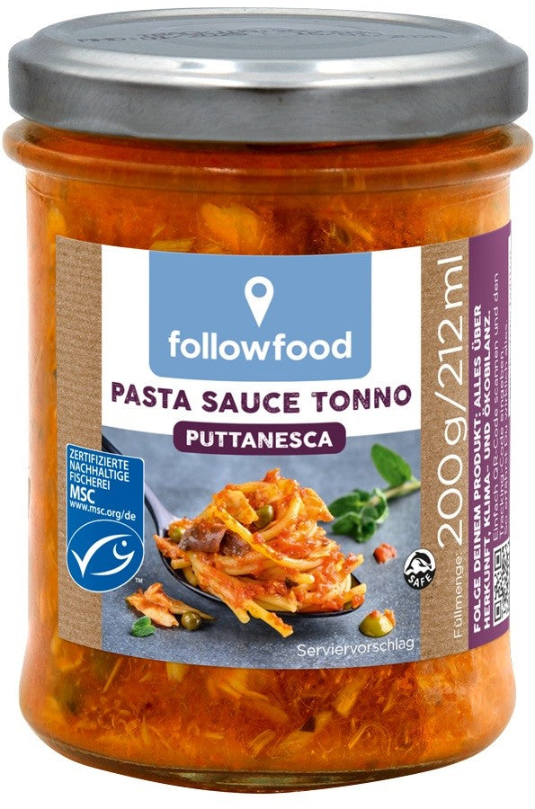 BIO-TOMATENSAUCE NACH PUTTANESCA-ART MIT WEISSEM THUNFISCH MSC 200 g - FOLLOWFOOD