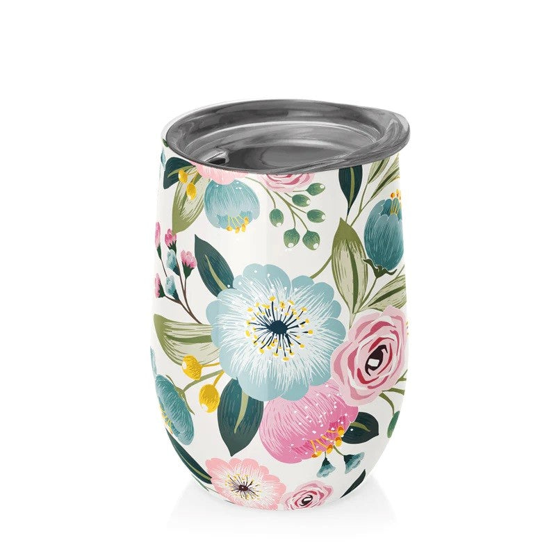 EDELSTAHLBECHER MIT DECKEL PASTELLBLUMEN 420 ml - CHIC-MIC