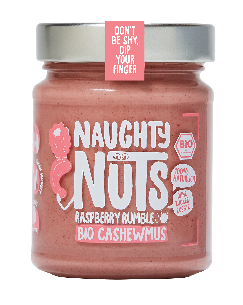 CASHEW-CREME MIT HIMBEER BIO 250 g - NAUGHTY NUTS