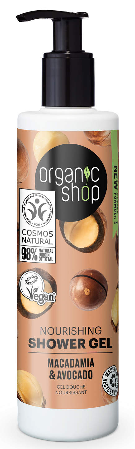 NÄHRENDES DUSCHGEL MACADAMIA-NÜSSE UND AVOCADOÖL ECO 280 ml - BIO-SHOP