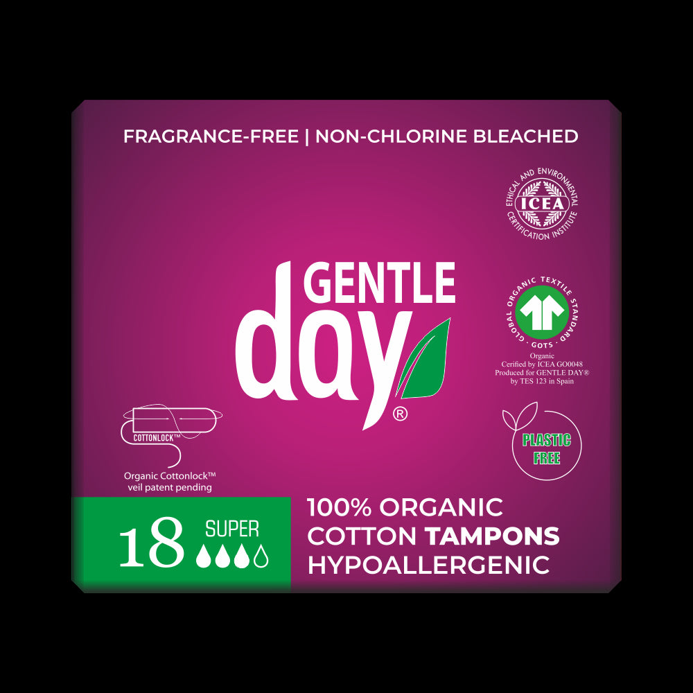 TAMPONS AUS 100 % BIO-BAUMWOLLE – SUPER 18 Stück – GENTLE DAY