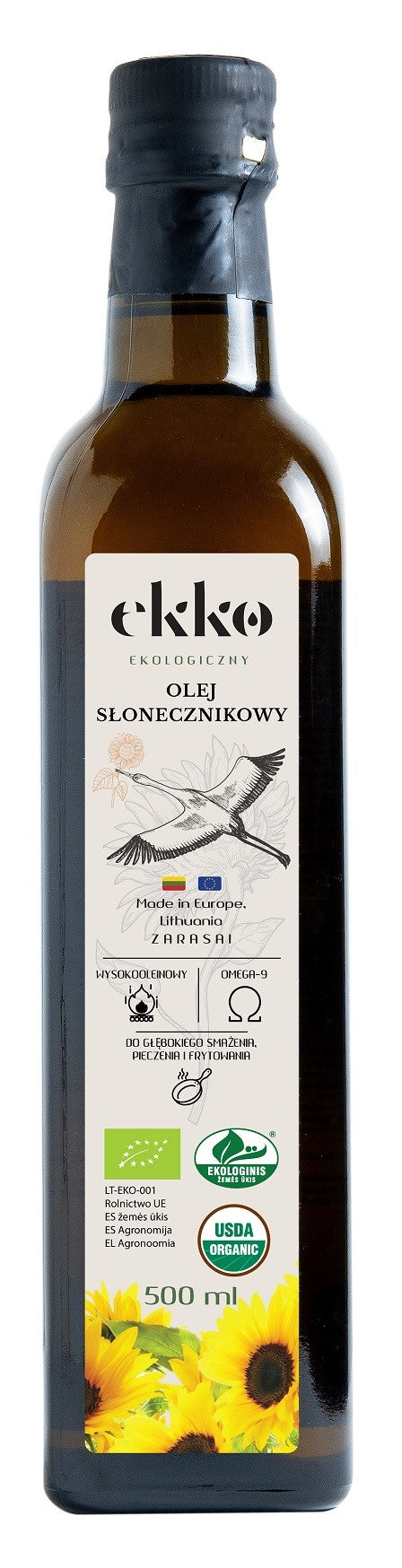 KALTGEPRESSTES SONNENBLUMENÖL ZUM KOCHEN UND BRATEN, BIO 500 ml - EKKO