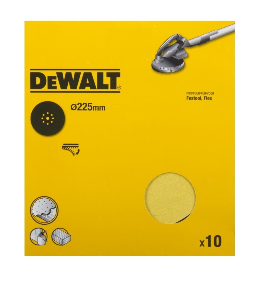 DEWALT ROCK 225mm P120 9 LÖCHER / 10 Stk.