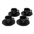 Bialetti  4er Set Tassen mit Untertasse  Schwarz mit Kupferlogo