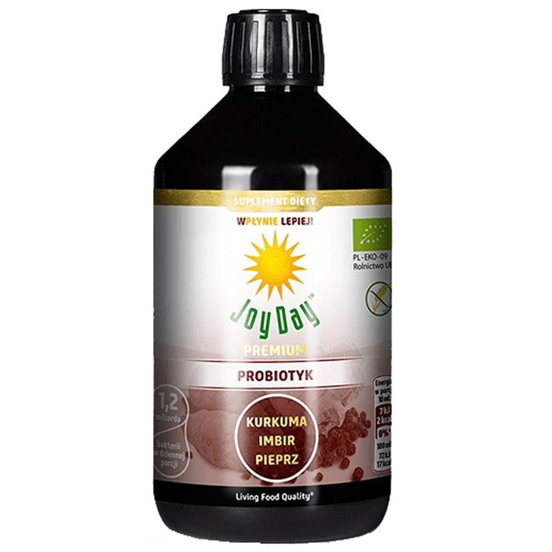 PROBIOTISCHES GETRÄNKEKONZENTRAT KURKUMA INGWER GLUTENFREIER PFEFFER BIO 500 ml - JOY DAY
