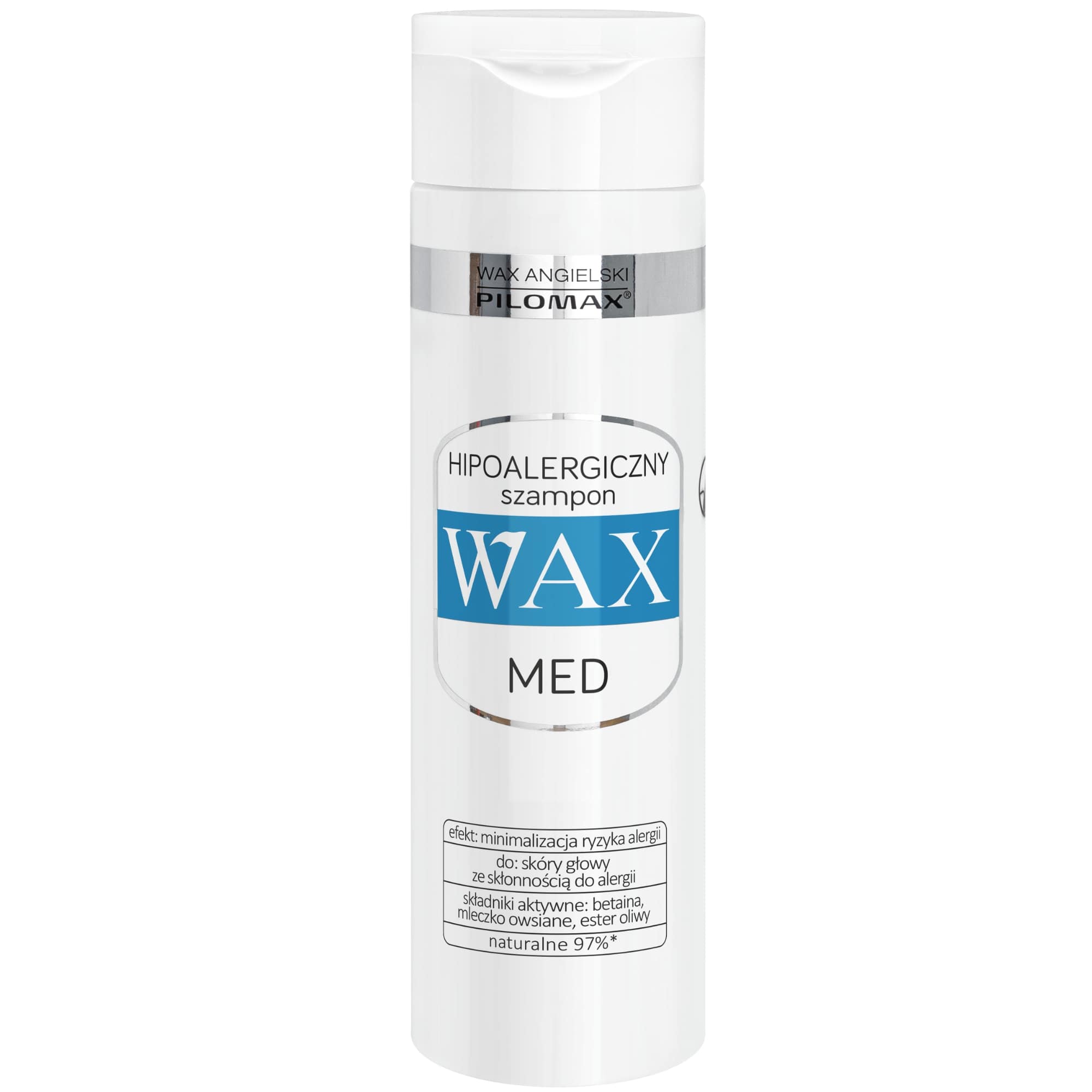PILOMAX - Wax English Pilomax Med, Hypoallergenes Shampoo für zu Allergien neigende Kopfhaut, 200 ml