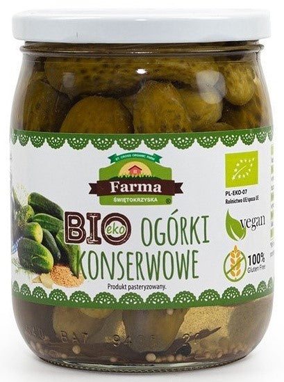 PFLÜCKTE GURKEN (BASIERUNG MIT APFELESSIG) GLUTENFREI BIO 480 g (280 g) - FARMA ŚWIĘTOKRZYSKA