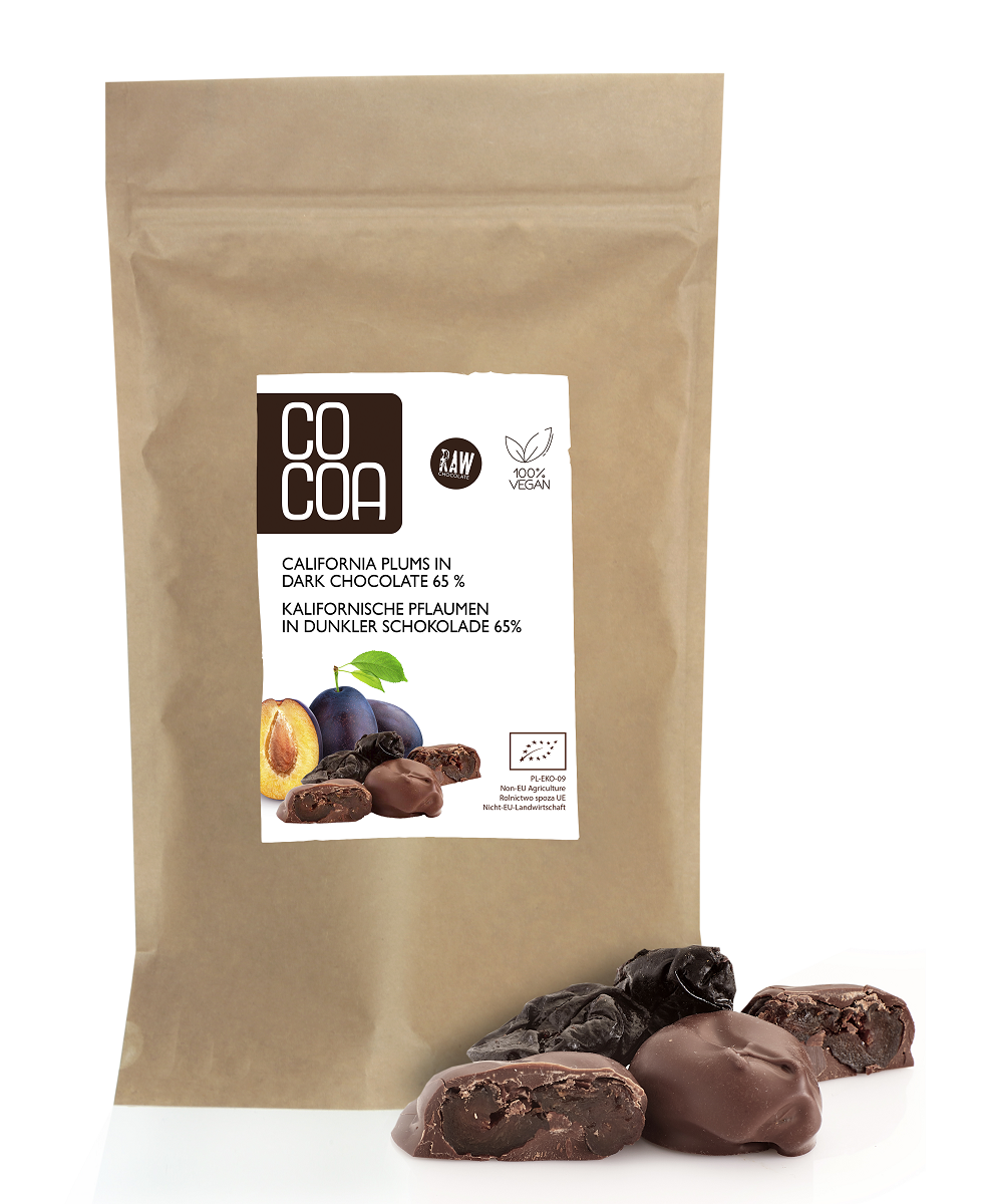 KALIFORNISCHE PFLAUMEN IN DUNKLER SCHOKOLADE BIO 200 g - KAKAO