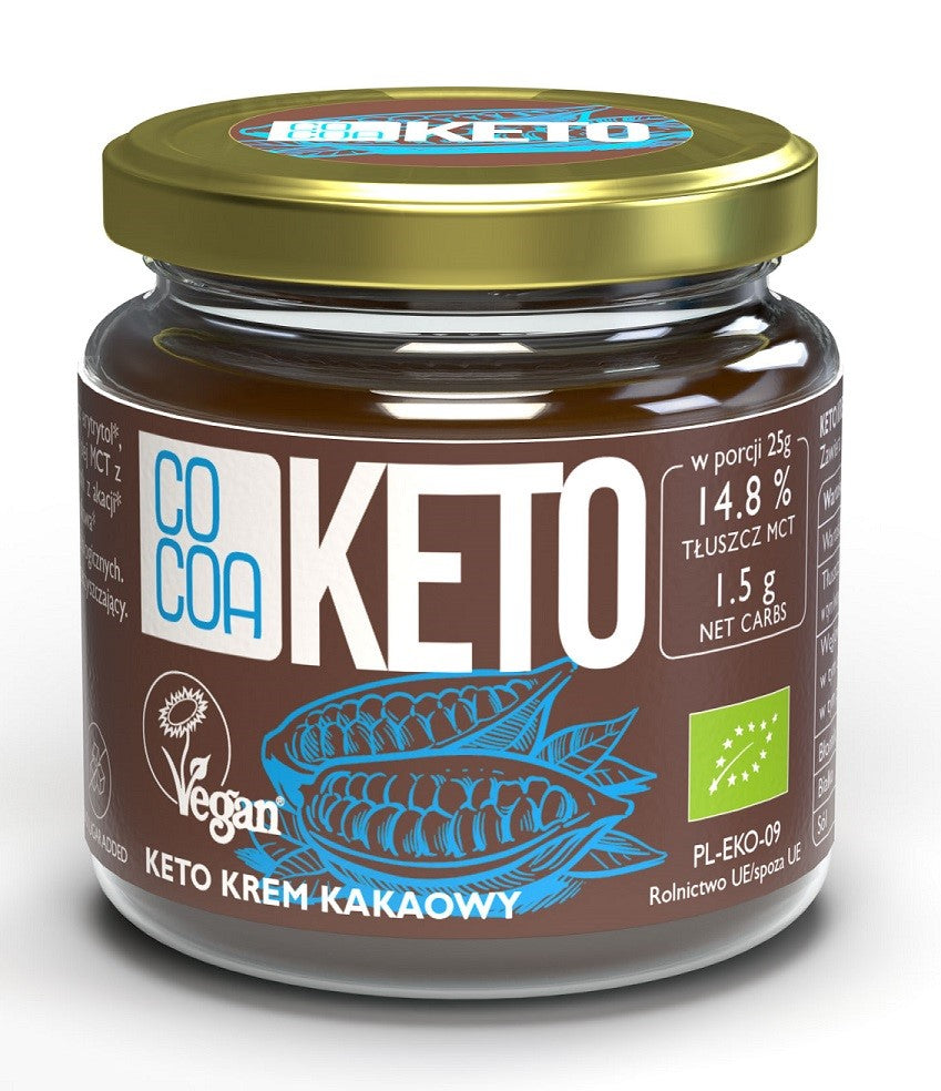 MANDEL-KAKAO-CREME MIT MCT-ÖL, OHNE ZUCKERZUSATZ, GLUTENFREIES KETO BIO 200 g - KAKAO