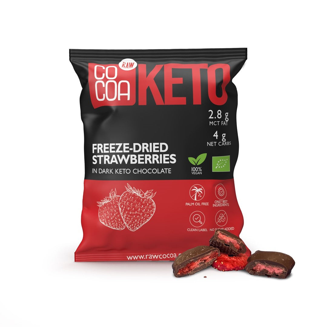 ERDBEEREN IN DUNKLER SCHOKOLADE OHNE ZUCKERZUSATZ KETO BIO 40 g - KAKAO