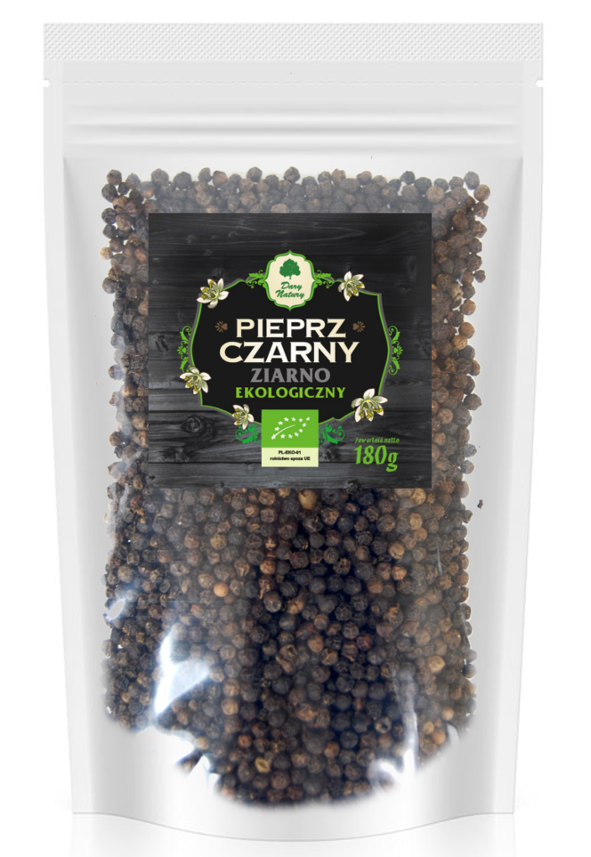 SCHWARZE PFEFFERKÖRNER (ERGÄNZUNGSMITTEL) BIO 180 g - DARY NATURY