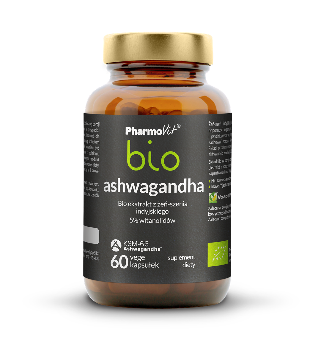 ASHWAGANDHA GLUTENFREIER EXTRAKT BIO (250 mg) 60 KAPSELN - PHARMOVIT
