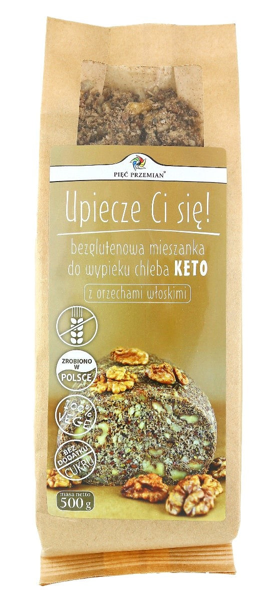 MISCHUNG ZUM BROTBACKEN MIT WALNÜSSEN OHNE ZUCKERZUSATZ, GLUTENFREIES KETO 500 g – FÜNF TRANSFORMATIONEN