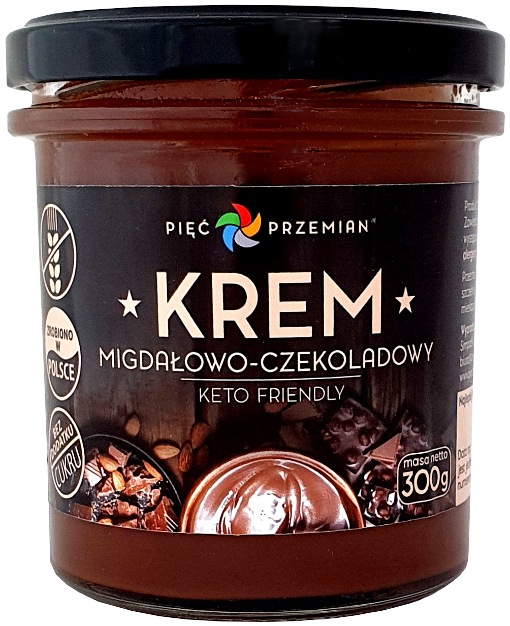 MANDEL- UND SCHOKOLADENCREME OHNE ZUCKERZUSATZ, GLUTENFREIES KETO 300 g – FÜNF TRANSFORMATIONEN