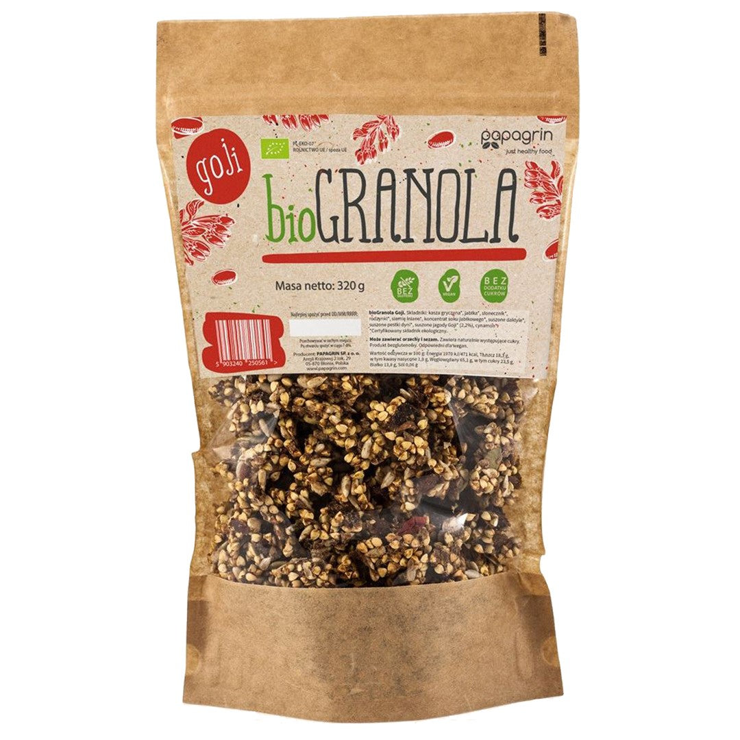 GOJI-GRANOLA OHNE ZUCKERZUSATZ, GLUTENFREI, BIO 320 g - PAPAGRIN