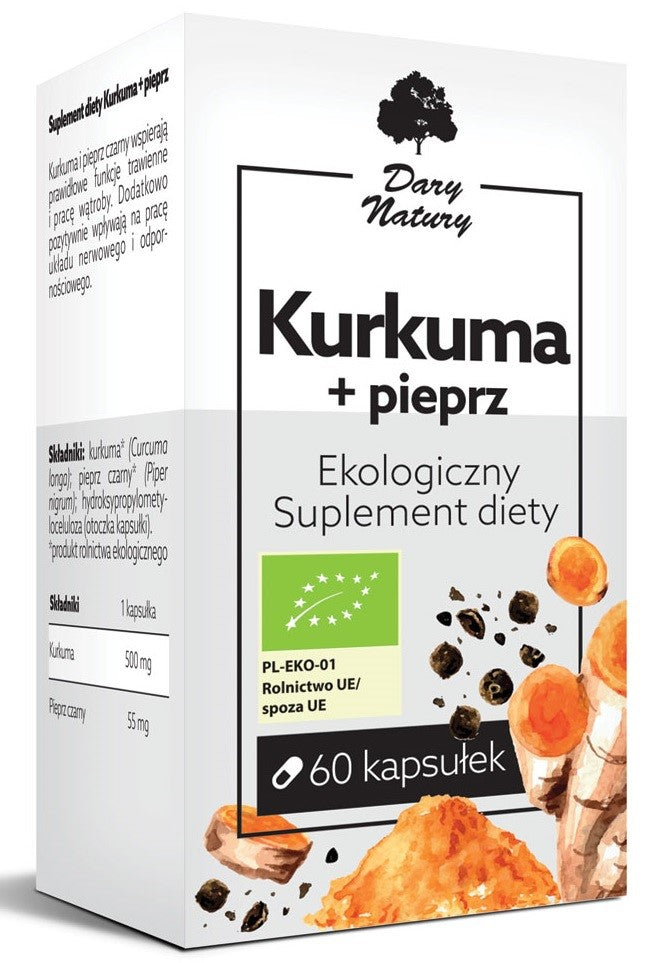 KURKUMA MIT SCHWARZEM PFEFFER BIO 60 KAPSELN – GESCHENKE DER NATUR