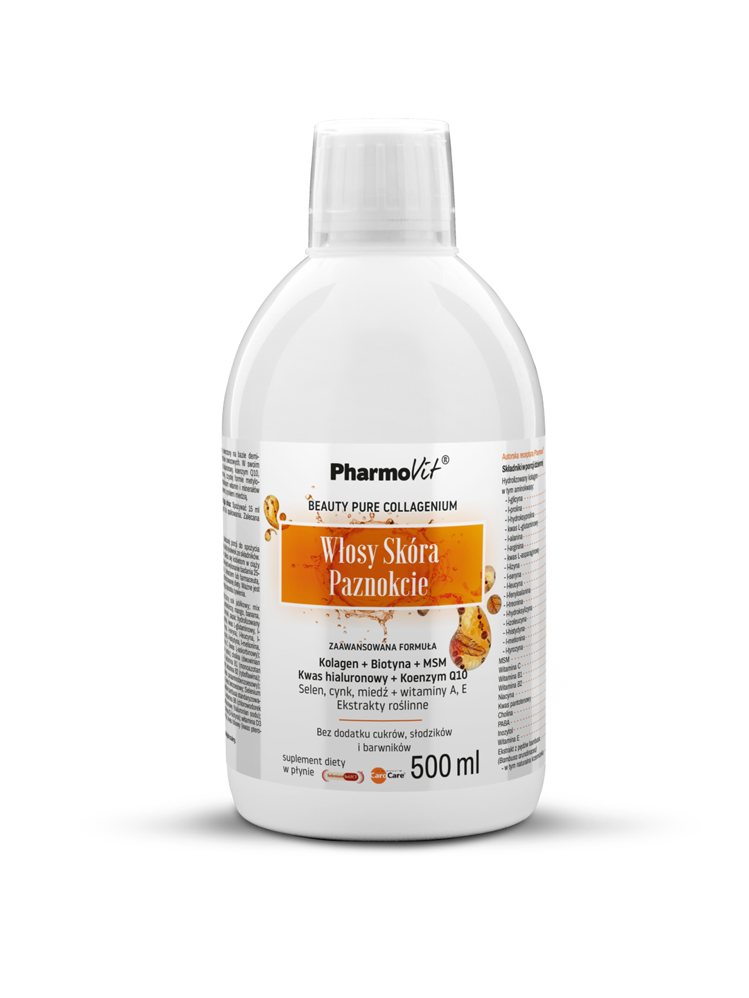 NAHRUNGSERGÄNZUNGSMITTEL FÜR HAARE, HAUT UND NÄGEL, GLUTENFREIE FLÜSSIGKEIT 500 ml - PHARMOVIT