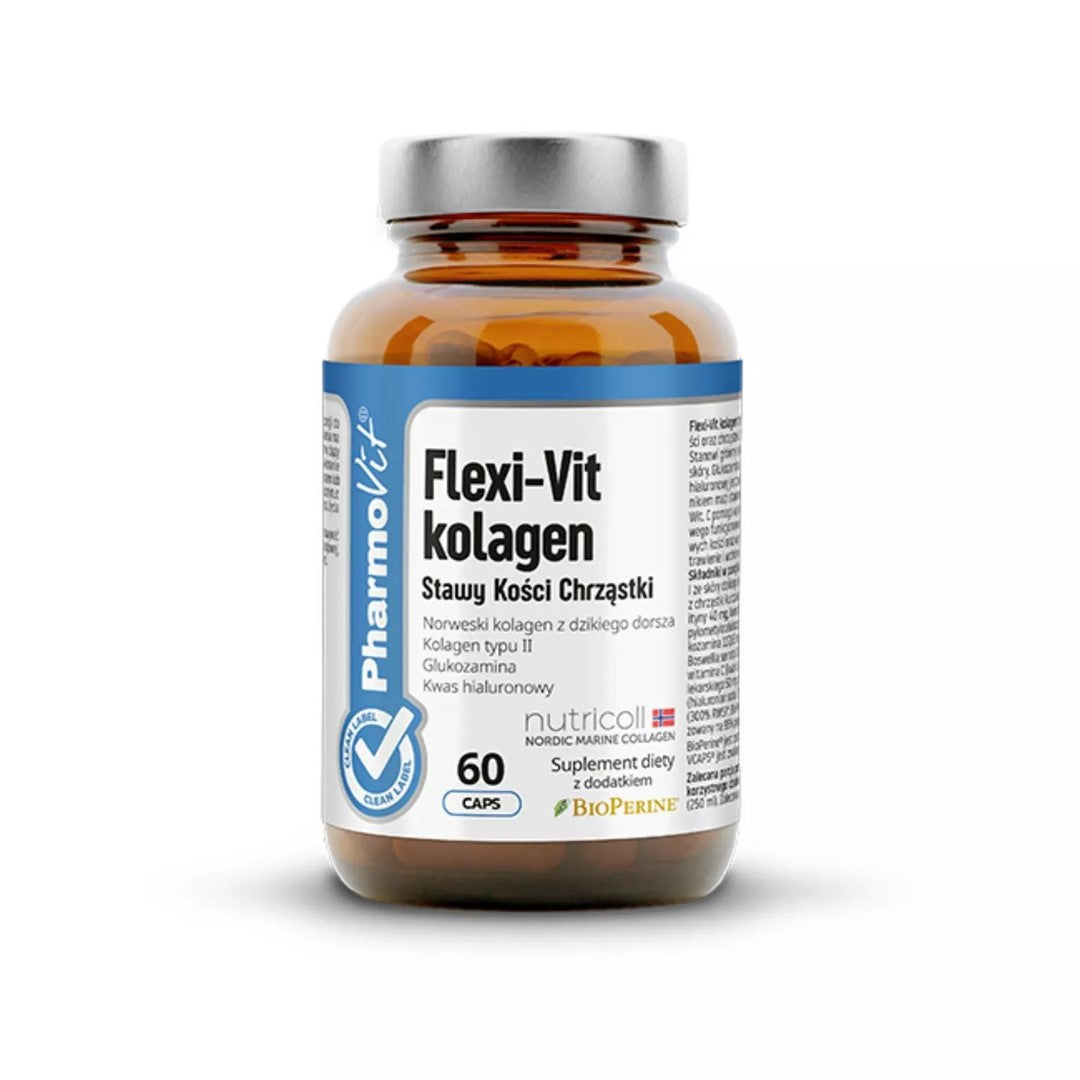 KAPSELN ZUR UNTERSTÜTZUNG VON GELENKEN, KNOCHEN UND KNOPFEN FLEXI-VIT KOLLAGEN 60 Stk. - PHARMOVIT (CLEAN LABEL)