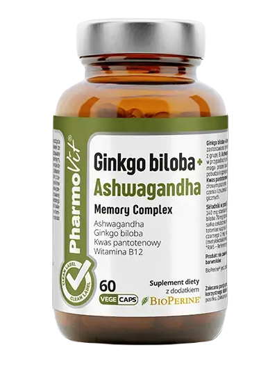 GINKGO BILOBA + ASHWAGANDHA MEMORY COMPLEX 60 KAPSELN – PHARMOVIT (CLEAN LABEL)