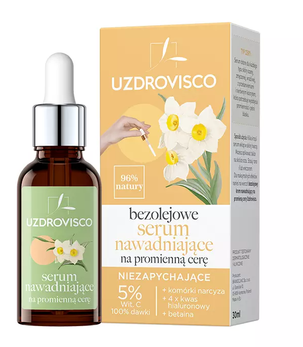 FEUCHTIGKEITSSPENDENDES GESICHTSSERUM FÜR STRAHLENDE HAUT 30 ml – UZDROVISCO (ÖLFREI)