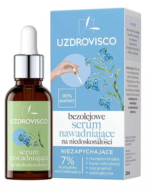 HYDRATIONSGESICHTSSERUM FÜR UNPERFEKTIONEN 30 ml – UZDROVISCO (ÖLFREI)
