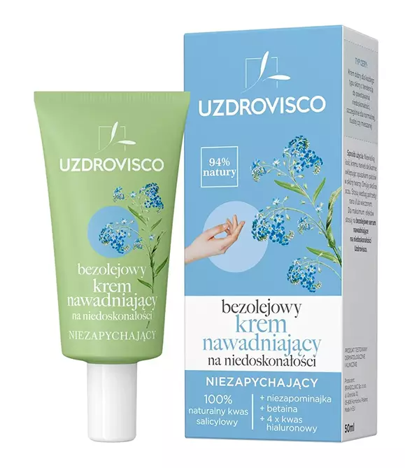 FEUCHTIGKEITSSPENDENDE GESICHTSCREME FÜR UNPERFEKTIONEN 50 ml – UZDROVISCO (ÖLFREI)