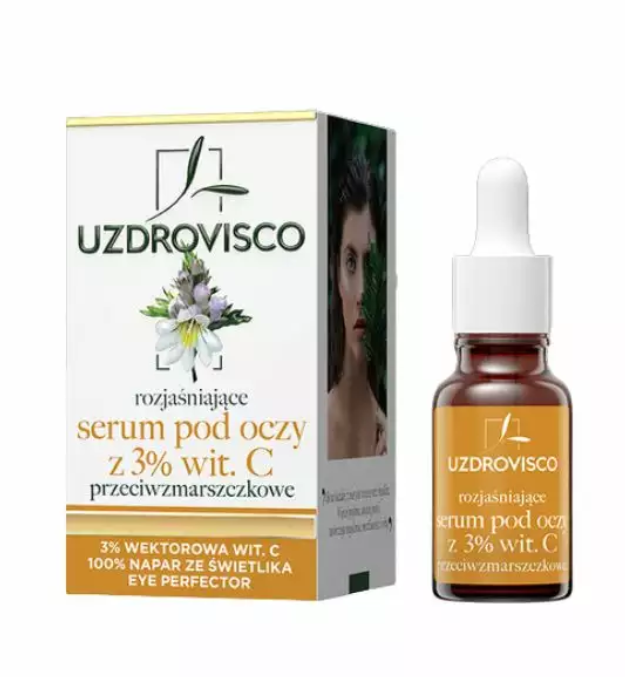 AUGENSERUM MIT VITAMIN C, AUFHELLEND, ANTI-FALTEN, 15 ml - UZDROVISCO (AIRFIRE)