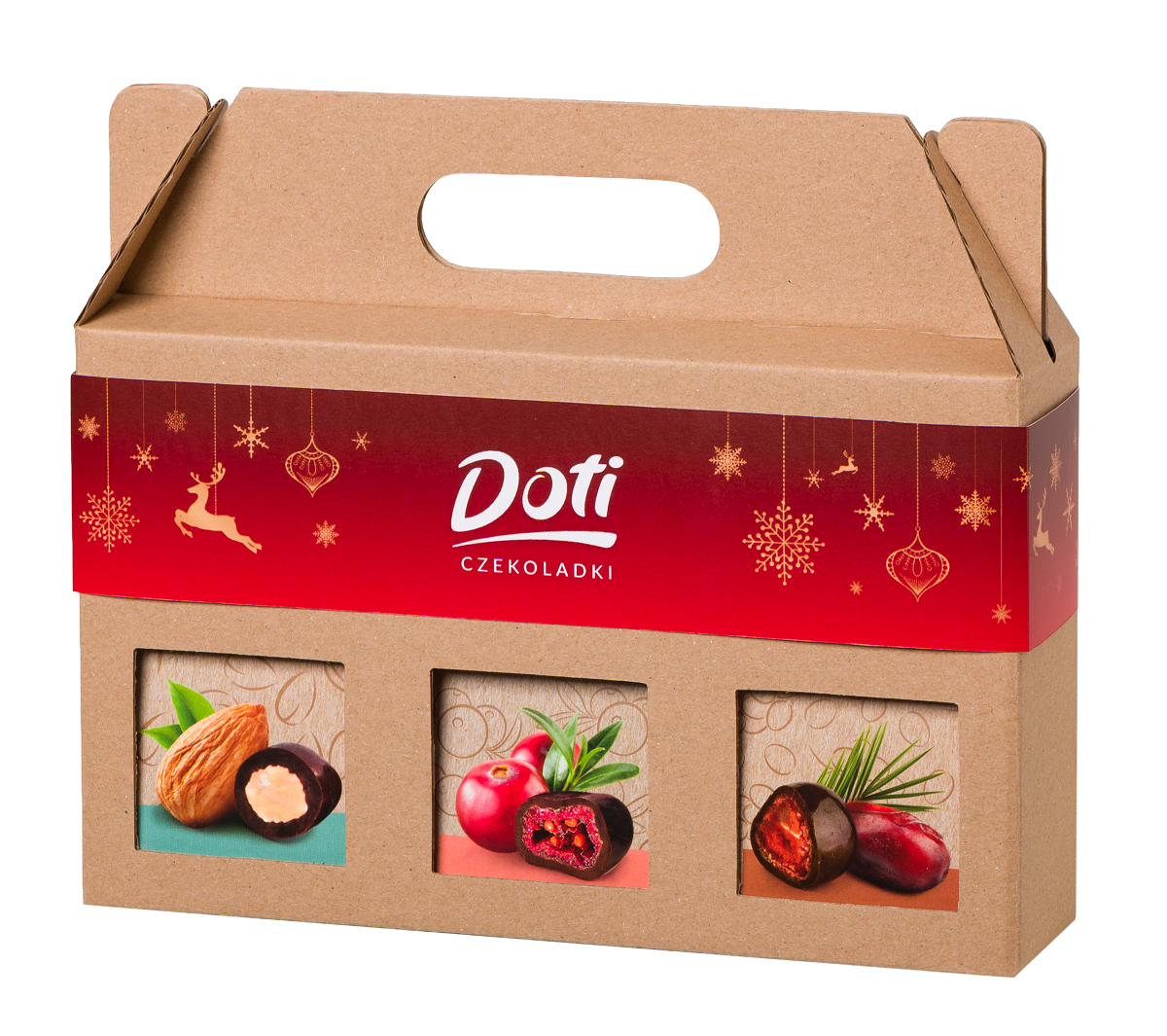 WEIHNACHTSSET - GETROCKNETE FRÜCHTE IN BIO-SCHOKOLADE, 3 SORTEN, 150 g - DOTI (SAISONPRODUKT)