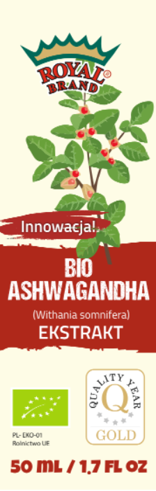 ASHWAGANDHA-EXTRAKT IN TROPFEN BIO 50 ml – KÖNIGLICHE MARKE