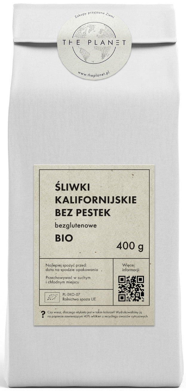 KALIFORNISCHE GETROCKNETE PFLAUMEN, GLUTENFREI, BIO 400 g - THE PLANET