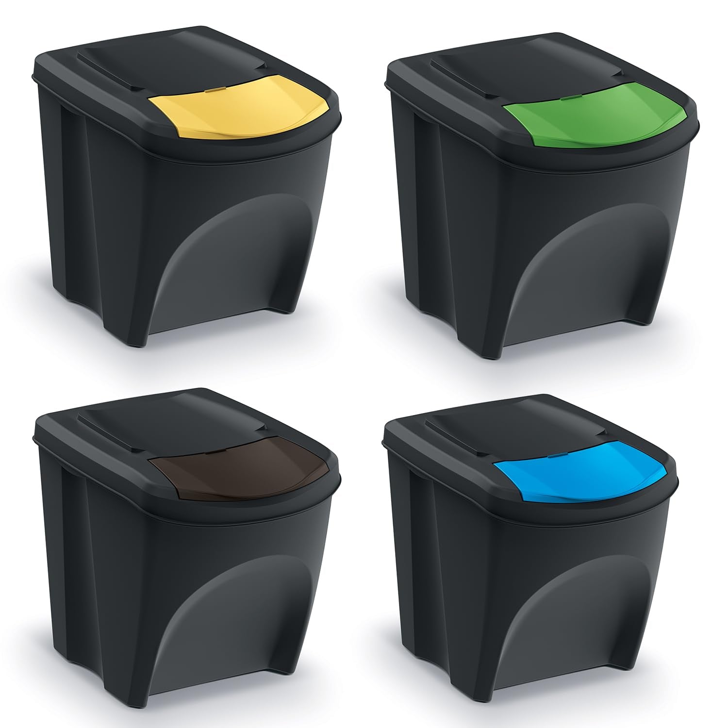 KEDEN SORTIBOX ABFALLBEHÄLTER 25L SET 4 – SCHWARZ RECYCLING