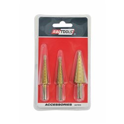AWTOOLS HSS-TIN STUFENBOHRER, 3ER-SET / 3-12 mm / 4-12 mm / 4-20 mm
