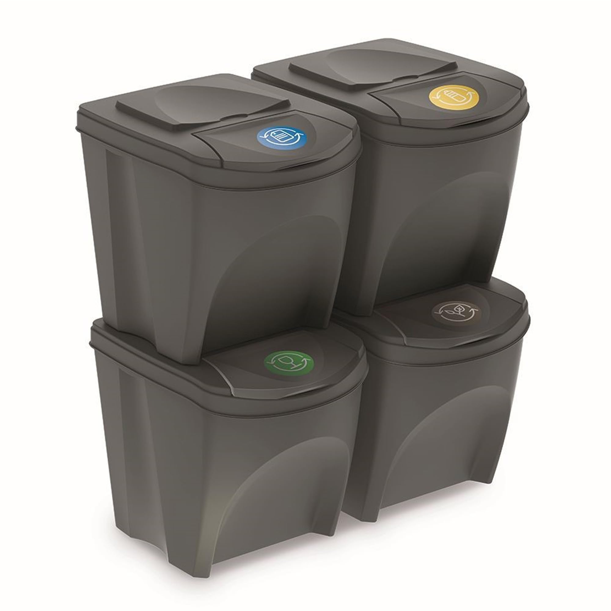 KEDEN SORTIBOX MÜLLBEHÄLTER 25L SET 4 – STEINGRAU
