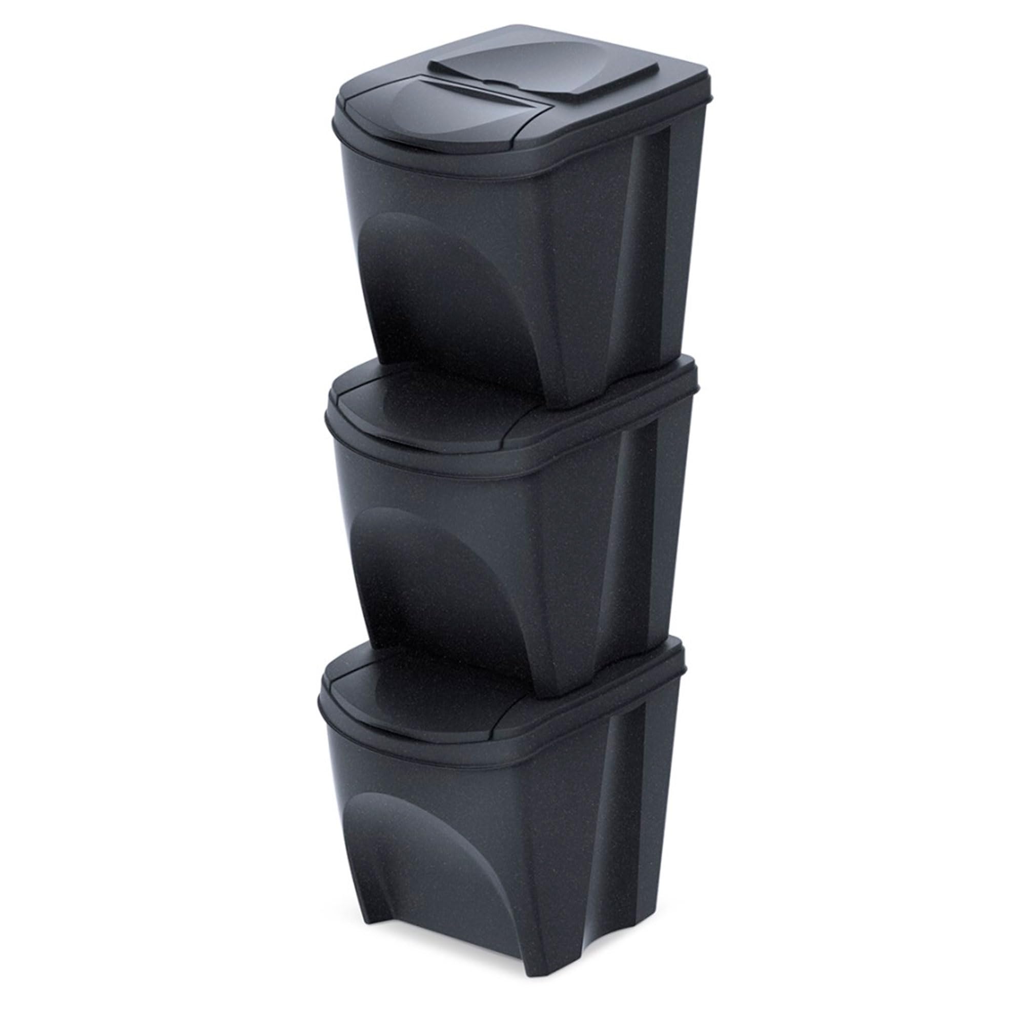 KEDEN SORTIBOX MÜLLBEHÄLTER 25L SET 3 – ANTHRAZIT ÖKOHOLZ
