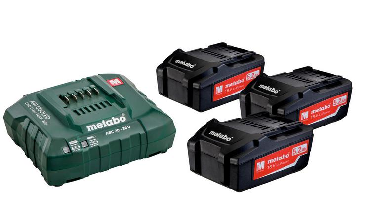 METABO BATTERIESET 3x5,2Ah + ASC-LADEGERÄT 30-36 V