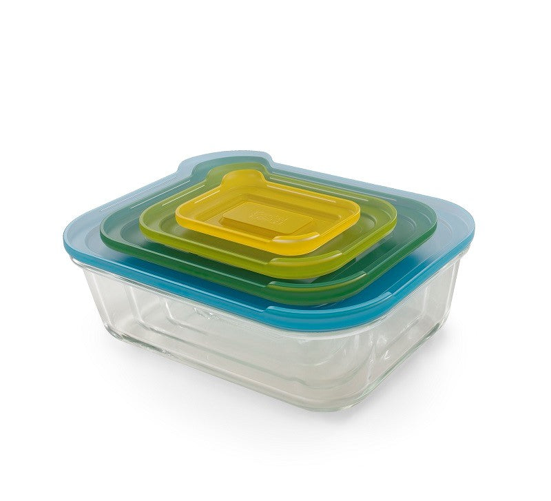 JOSEPH JOSEPH 4-teiliges Aufbewahungsbehälter Set aus Glas Nest Bunt