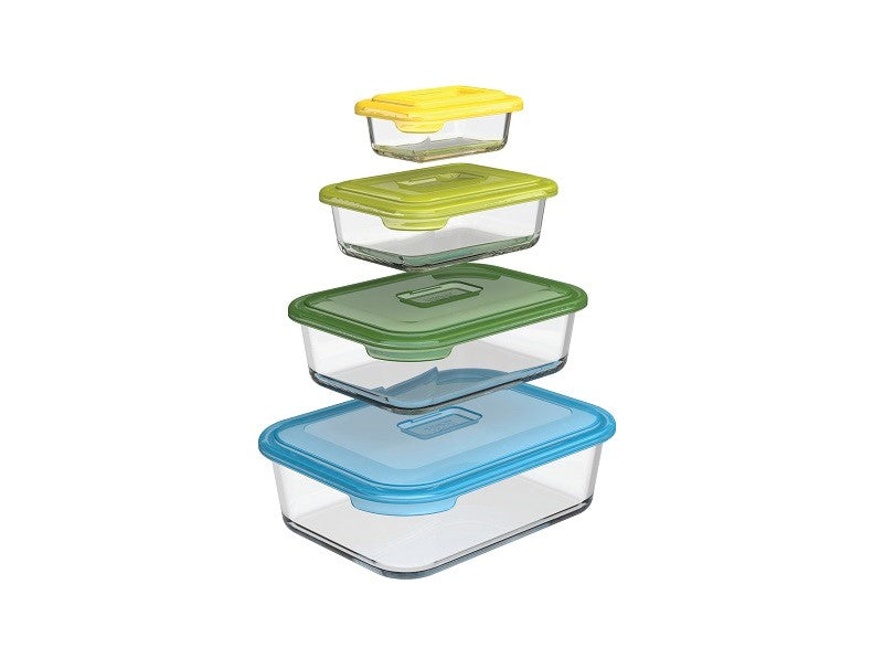 JOSEPH JOSEPH 4-teiliges Aufbewahungsbehälter Set aus Glas Nest Bunt